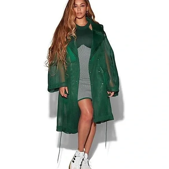 Adidas Ivy Park Mesh Green Jacket Trench Beyoncé XS oversized